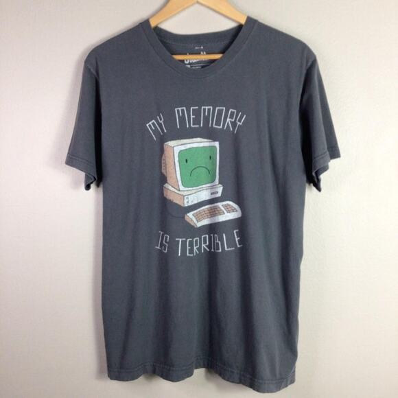Funny 90s Computer Memory T Shirt Gray Large - Picture 1 of 4